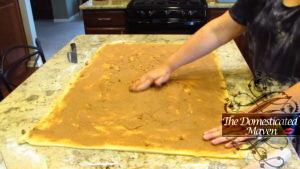 Rub, Pat entire rolled out dough surface with cinnamon sugar