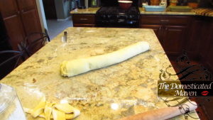 Roll dough/cinnamon sugar into tube